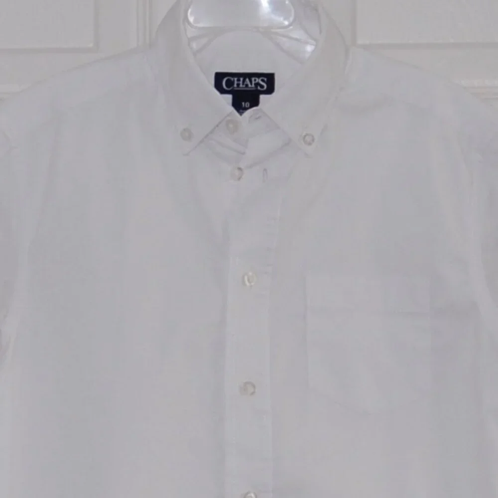 CHAPS Girls Short Sleeve White Button-Down Shirt, Size 10 (Bust: 33") - Picture 3 of 3